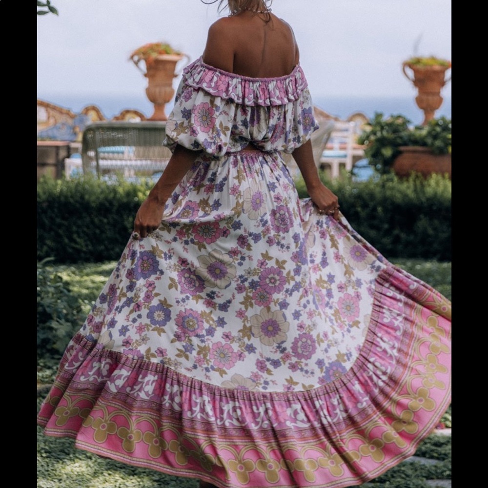 Spell Floral Maxi Skirt - Pink and Purple - Picture 2 of 7
